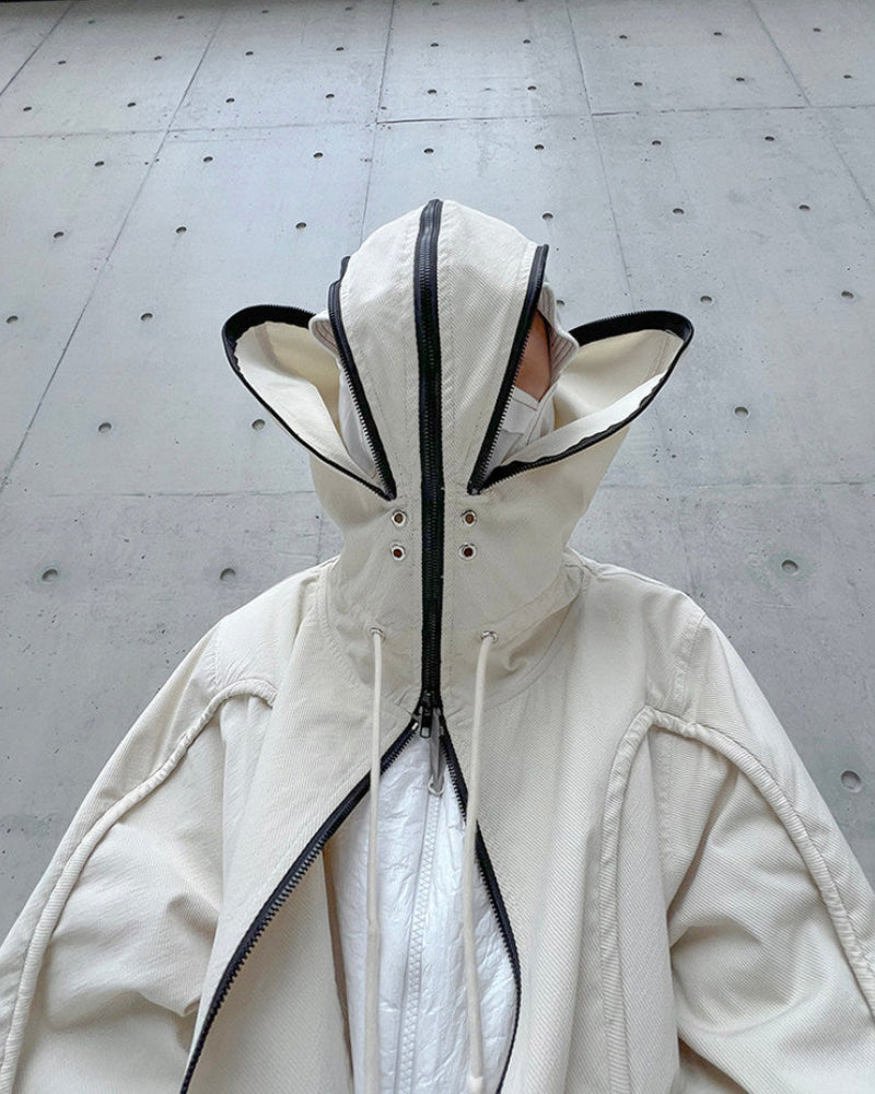 MASKED FISHTAIL HOODIE TRENCH COAT