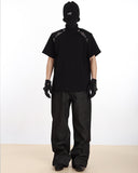 SHOULDER RHINESTONE DECONSTRUCTED SHORT SLEEVE TEE