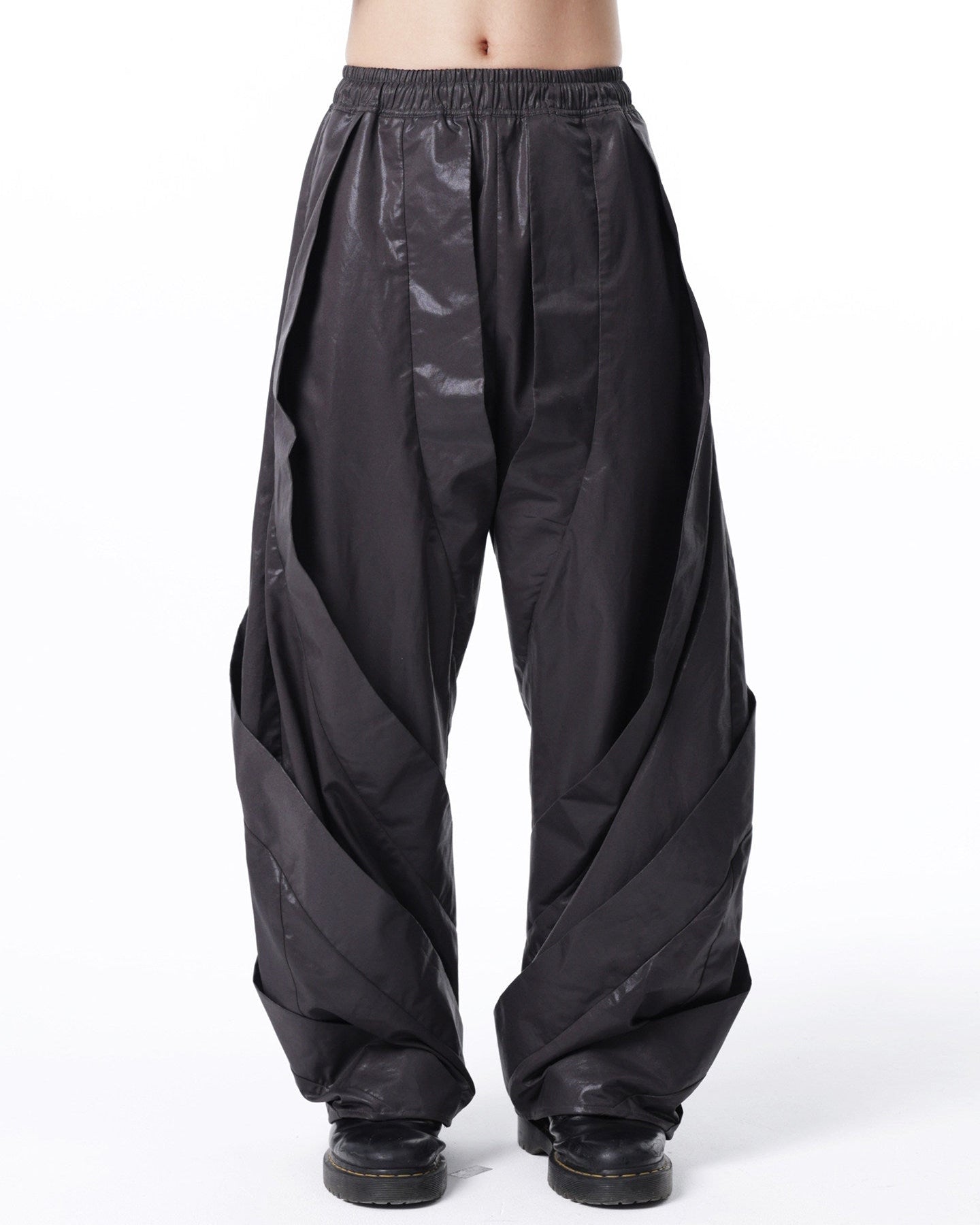 SPIRAL DRAPED WAXED PANTS