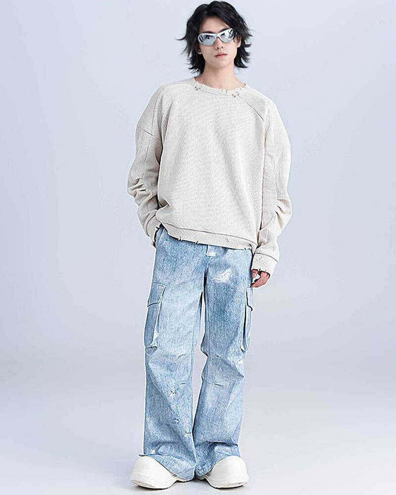 XEQUATION 26SS DISTRESSED CREWNECK