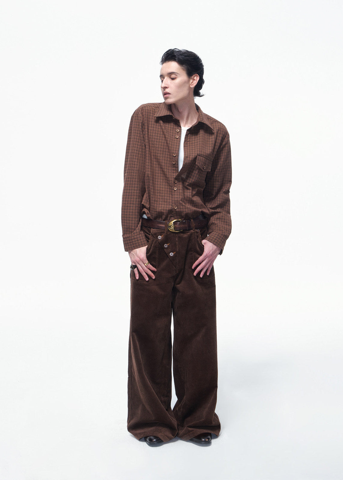 SCRIPT-X PLAID TWO-BUTTON SHIRT