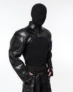 DARK HIPHOP STAND COLLAR PU JACKET