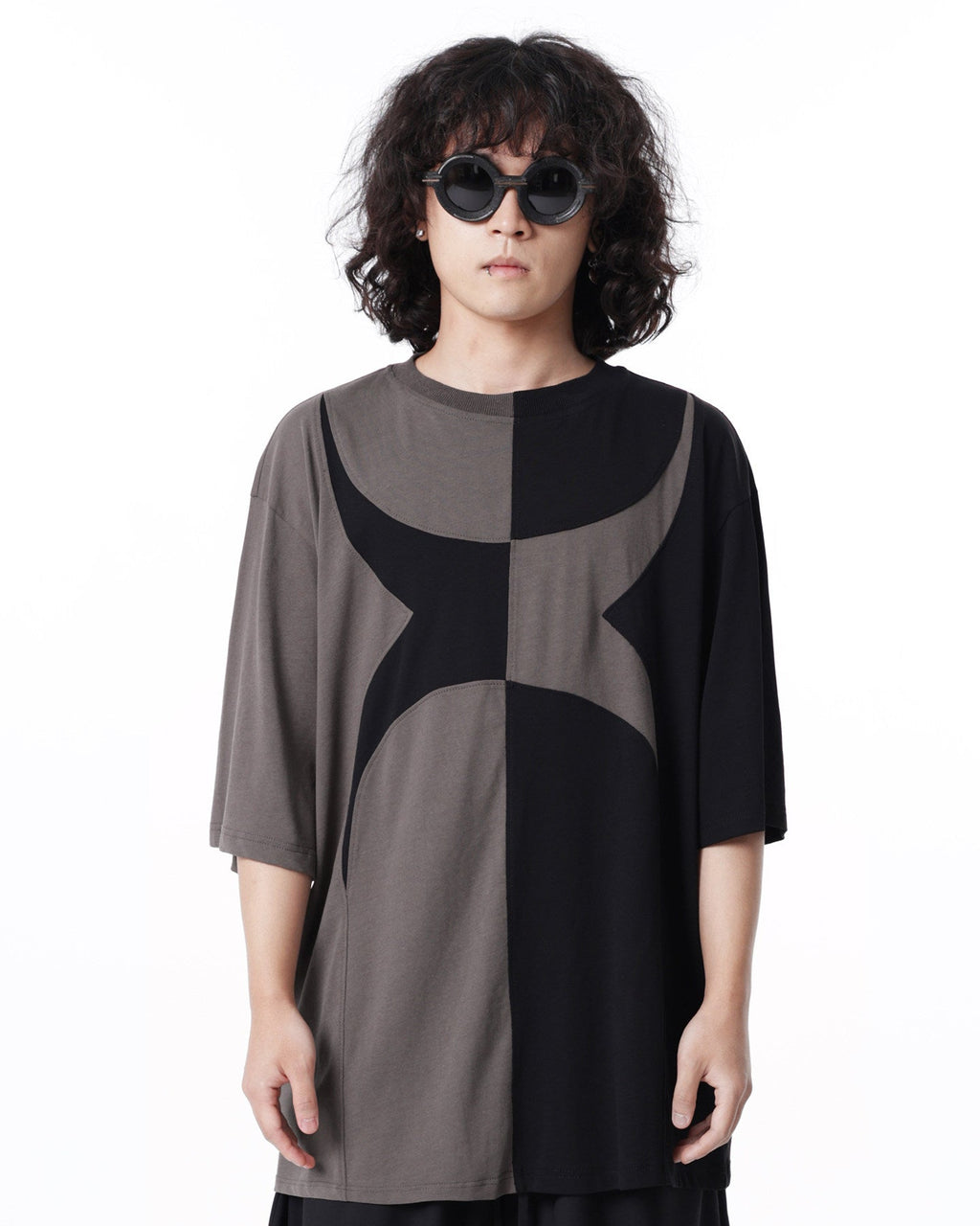 COLOR BLOCK SPLICED SHORT SLEEVE TEE