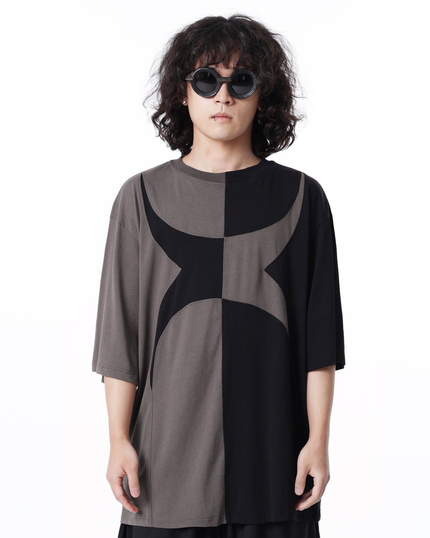 COLOR BLOCK SPLICED SHORT SLEEVE TEE