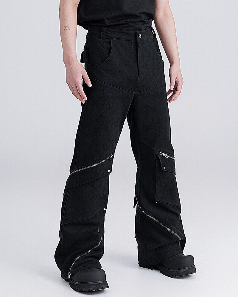 ZIP DARK FLARE PANTS