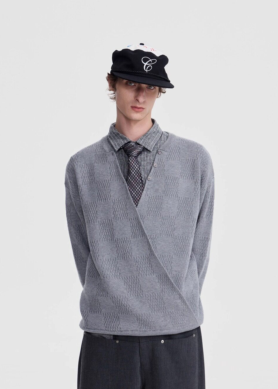 SCRIPT-X WOOL WRAP CARDIGAN