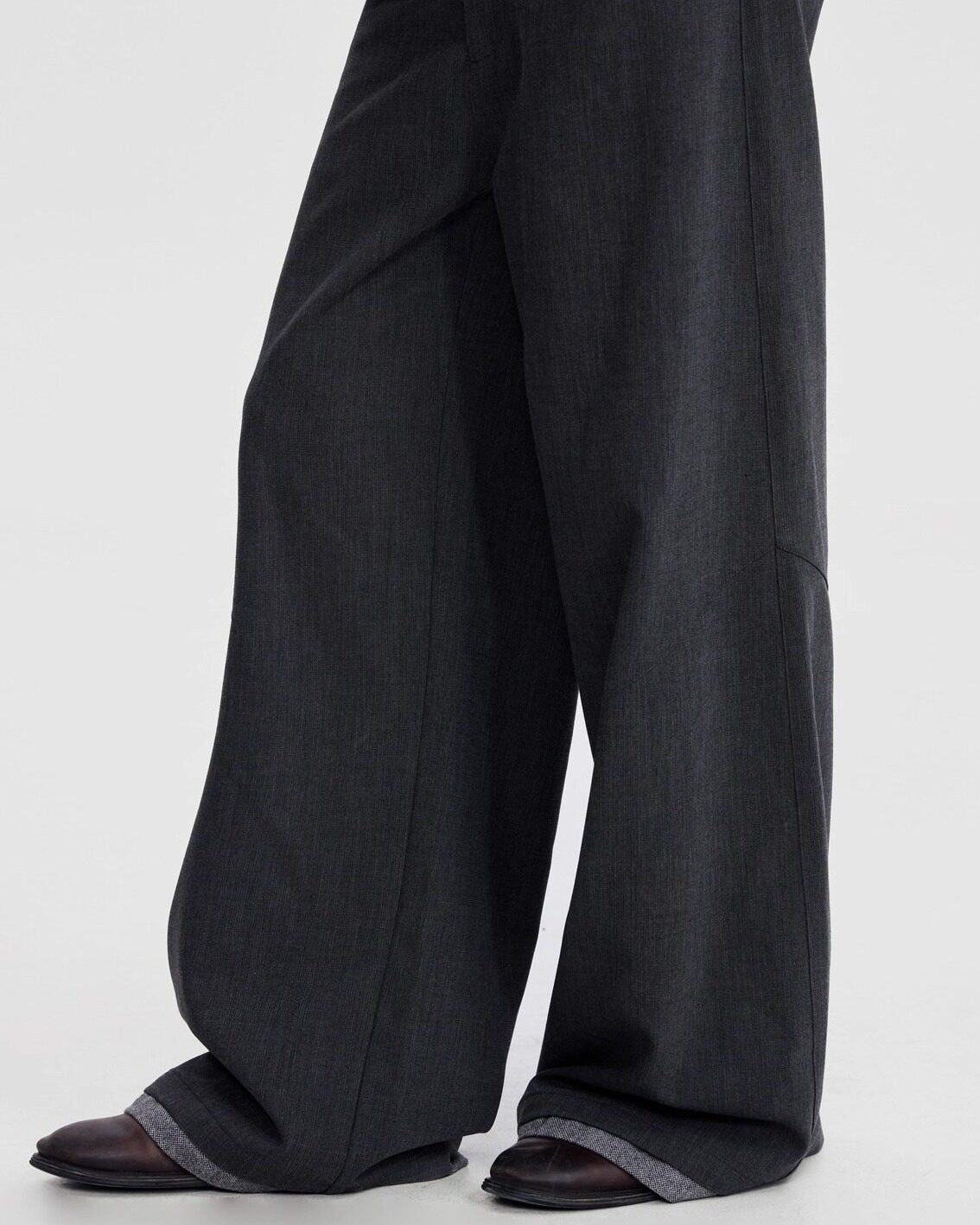 WOOL SPLICED WIDE TROUSERS