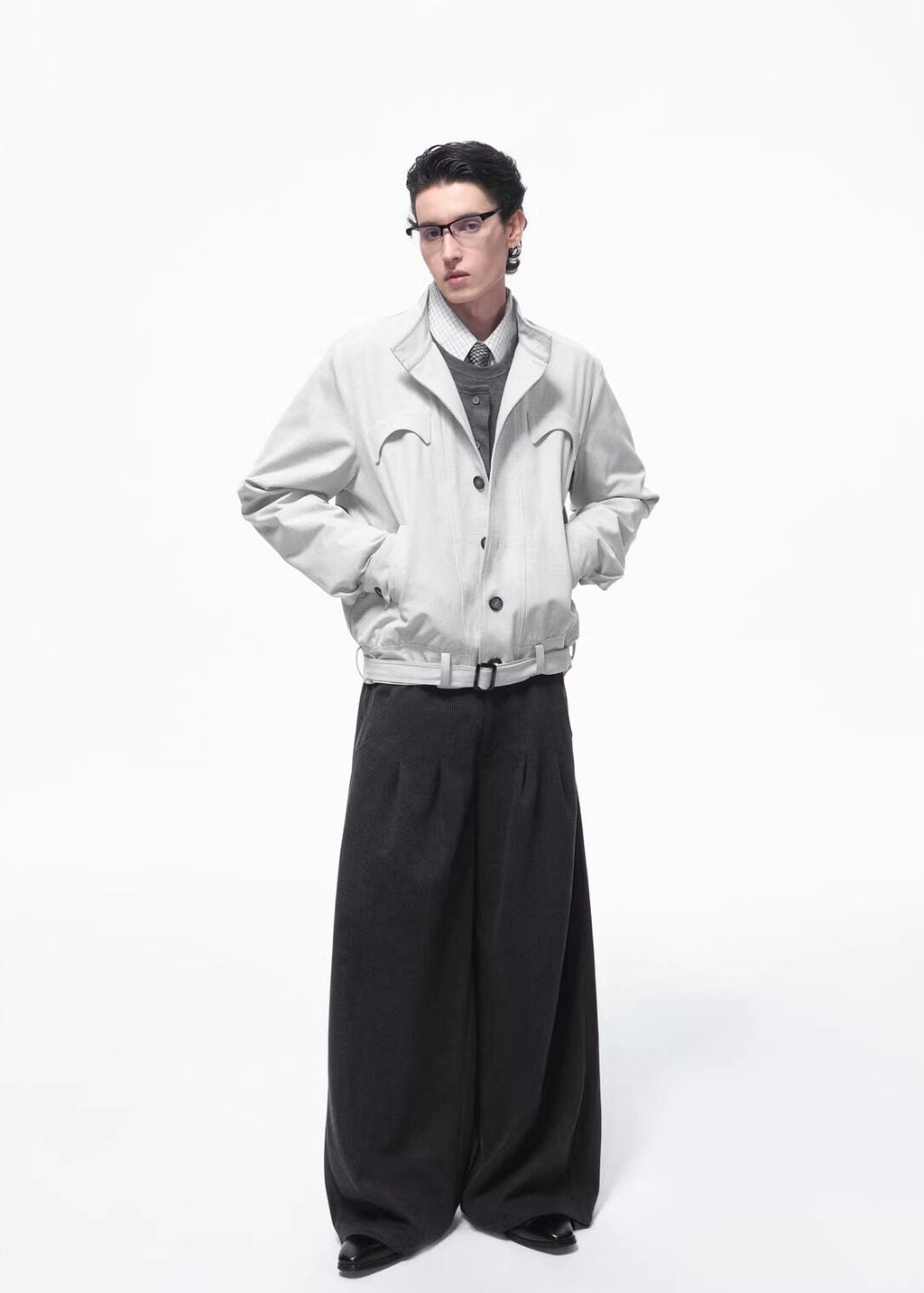 SCRIPT-X PLAID BELTED JACKET