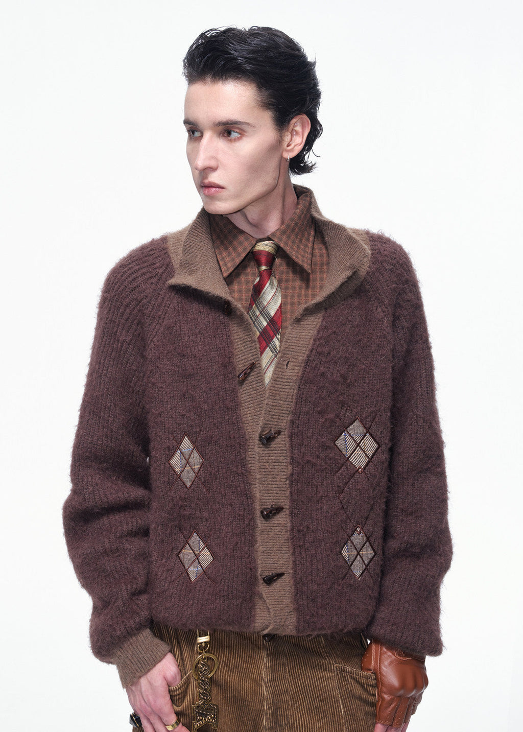 SCRIPT-X ARGYLE KNIT CARDIGAN