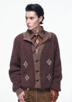 SCRIPT-X ARGYLE KNIT CARDIGAN