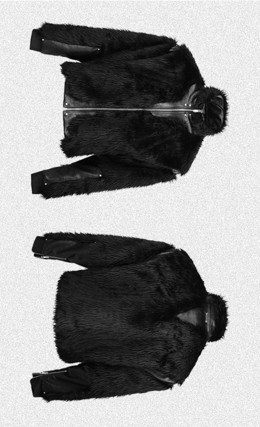 Black Shaggy Faux Fur Patchwork Biker Coat | OFFCULTURE