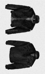 OFF/SC SHAGGY FUR LEATHER PATCHWORK HIGH WAIST COAT