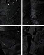 WAXED DESTROYED BIKER JEANS
