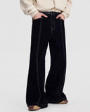 VELVET WIDE LEG TROUSERS