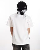SHOULDER RHINESTONE DETAIL DECONSTRUCTED TEE