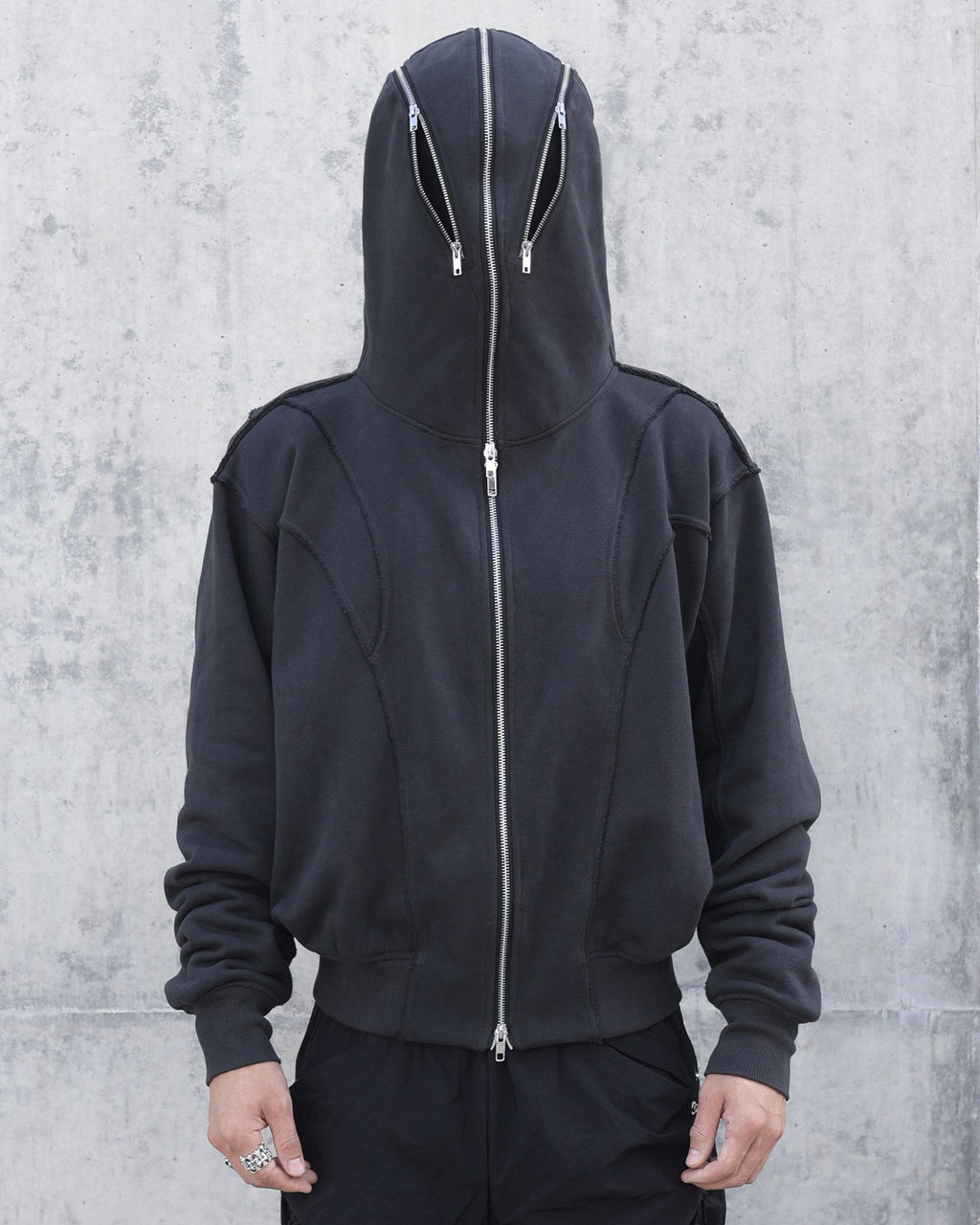 HOODED ZIP MASK OPIUM JACKET