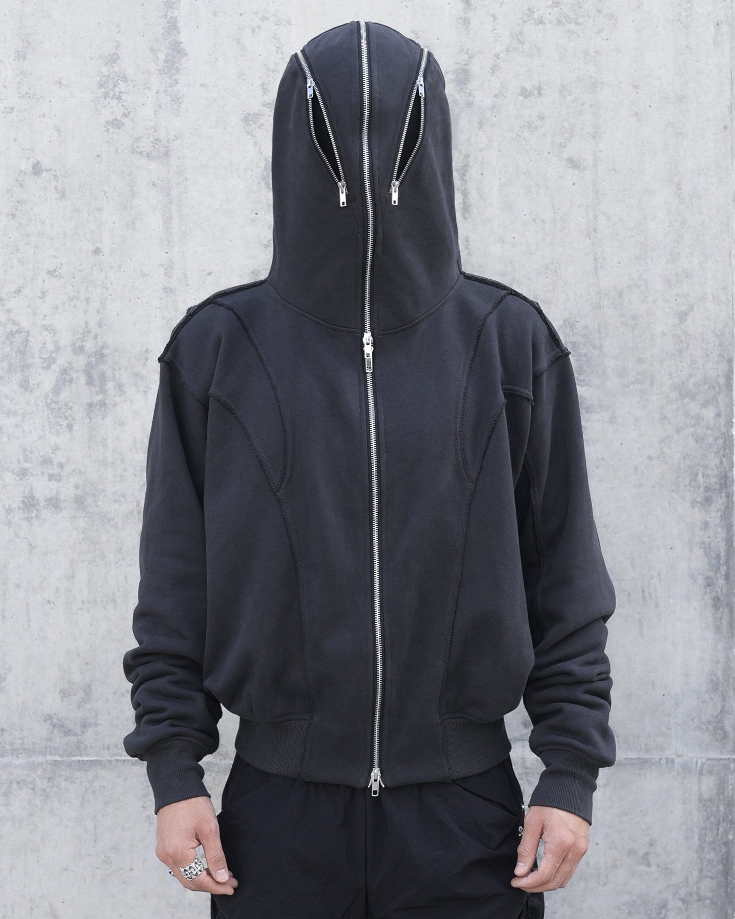 HOODED ZIP MASK OPIUM JACKET