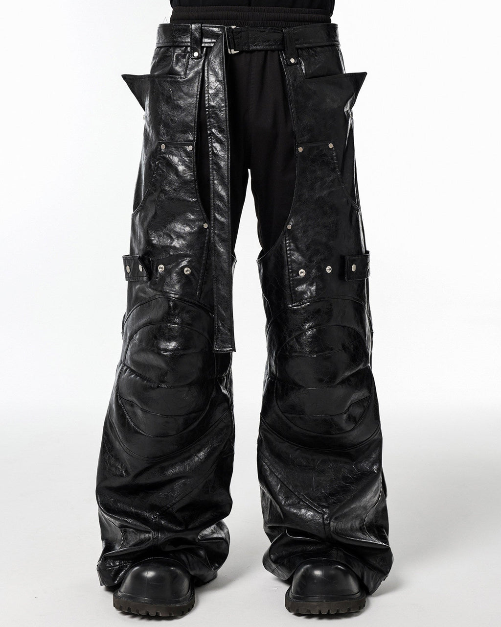 BLACK BIKER LEATHER PANTS