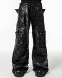 BLACK BIKER LEATHER PANTS