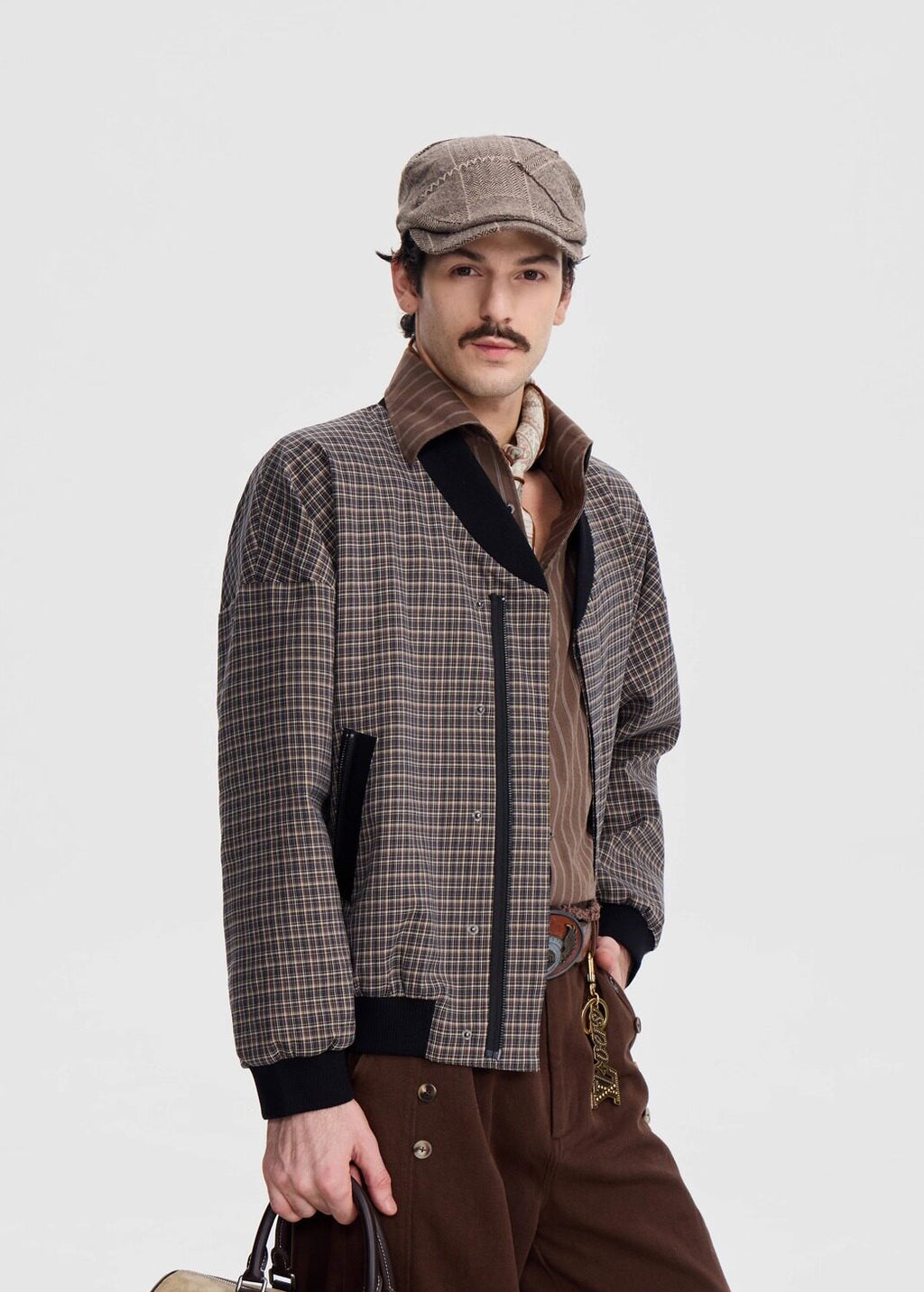 SCRIPT-X PLAID BOMBER JACKET