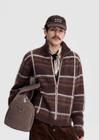 SCRIPT-X PLAID ZIP SWEATER