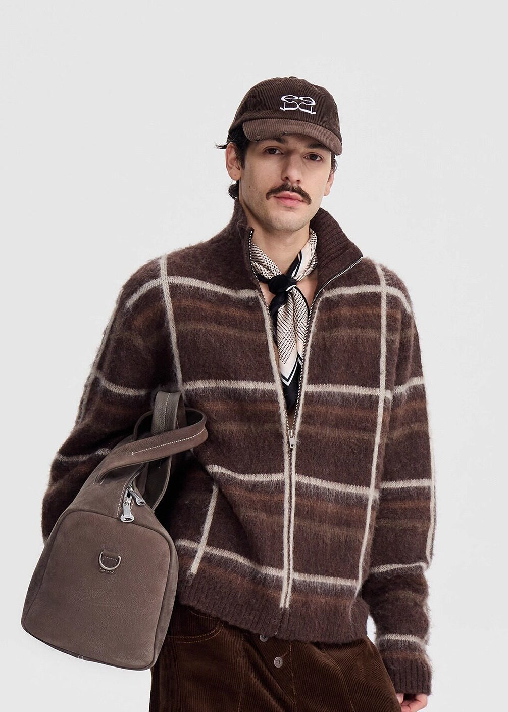 SCRIPT-X PLAID ZIP SWEATER