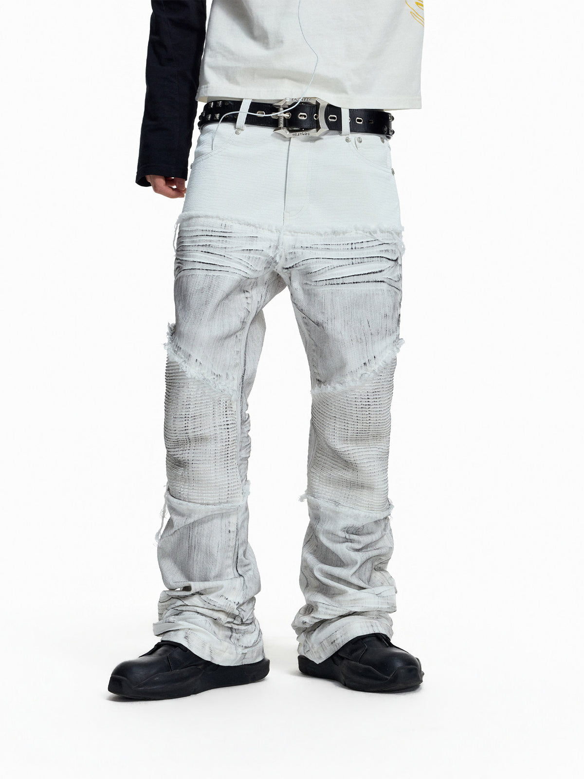 GHOSTLINE distressed stacked flare jeans