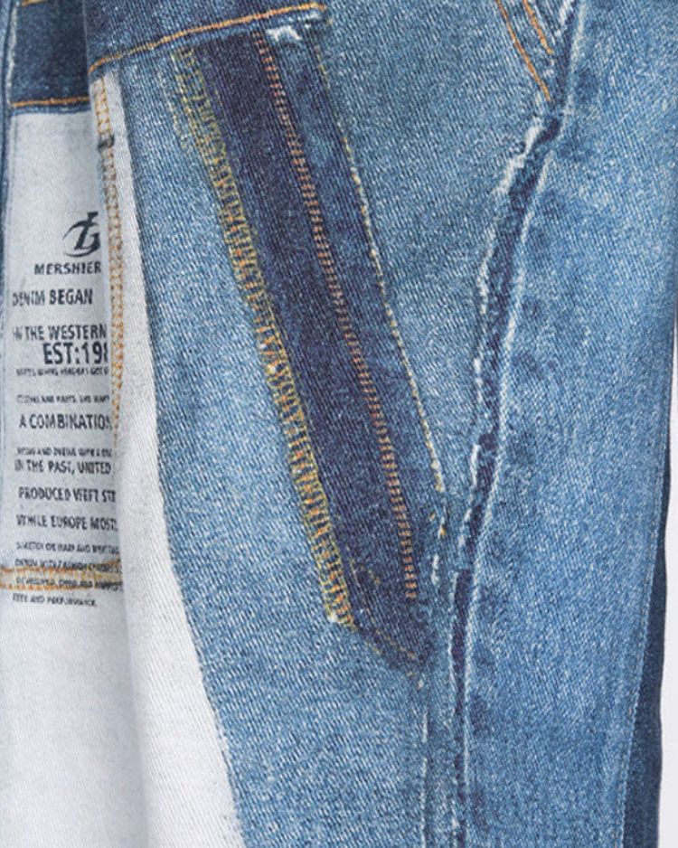 PATCH PRINT WIDE JEANS