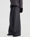 STRIPED PLEATED WIDE TROUSERS