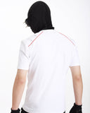 RED EMBROIDERY PIPED FITTED SPORT TEE