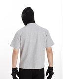 COLLAR RED STUDDED CREW NECK TEE