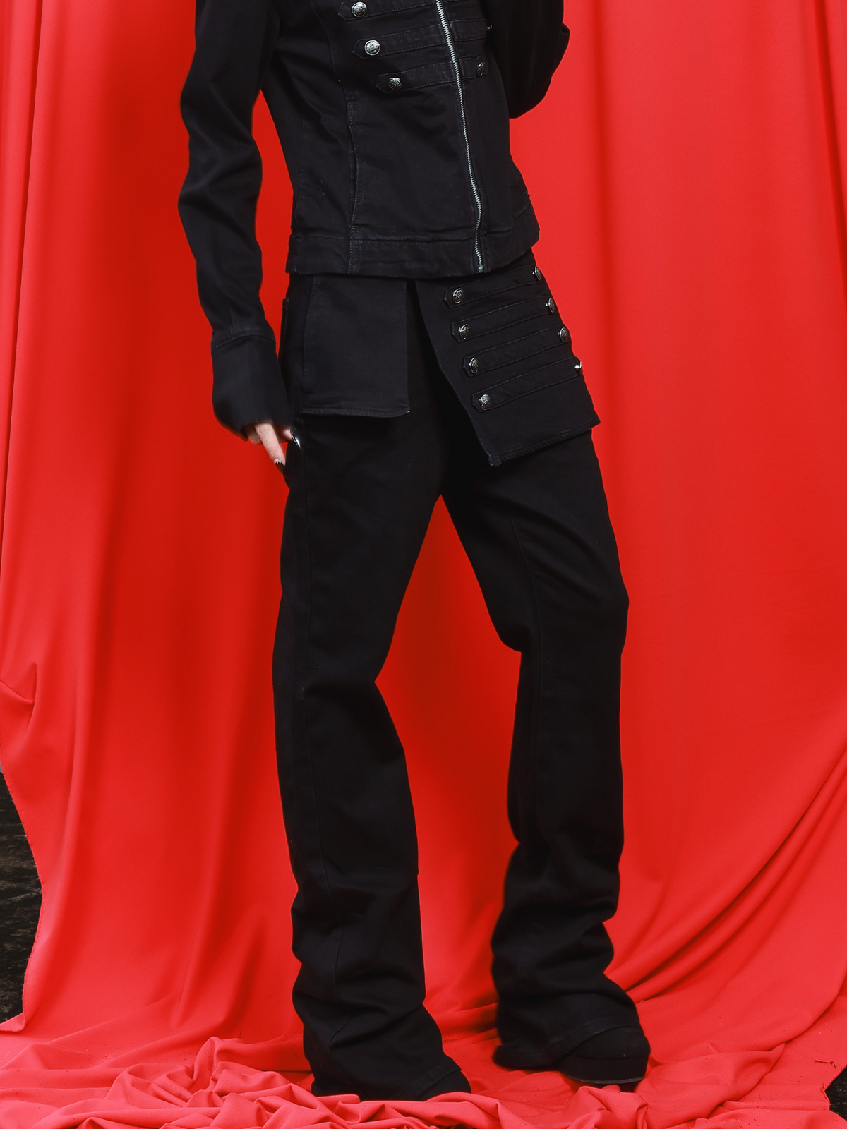 UNBOUND buttoned flared washed denim jeans