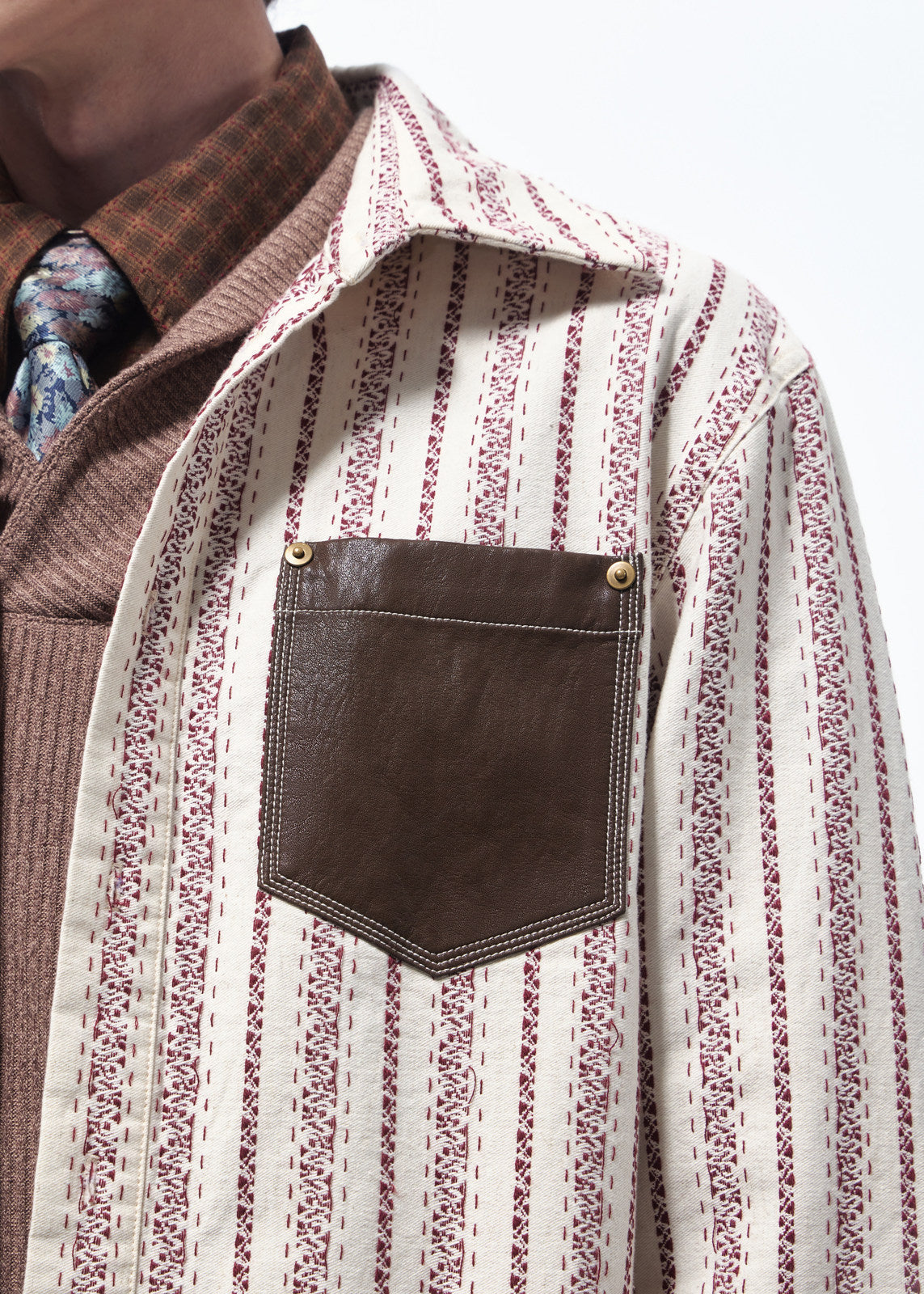 SCRIPT-X STRIPE EMBROID SHIRT
