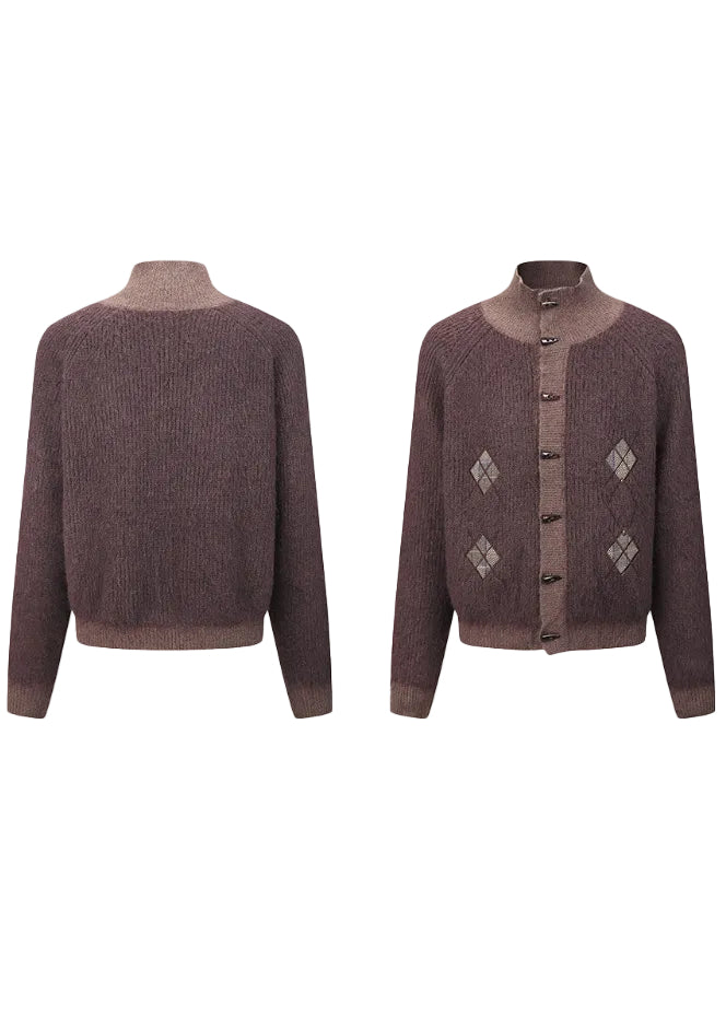 SCRIPT-X ARGYLE KNIT CARDIGAN