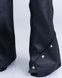 WAXED DARK FLARE TROUSERS