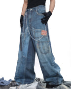 PATCH PRINT WIDE JEANS