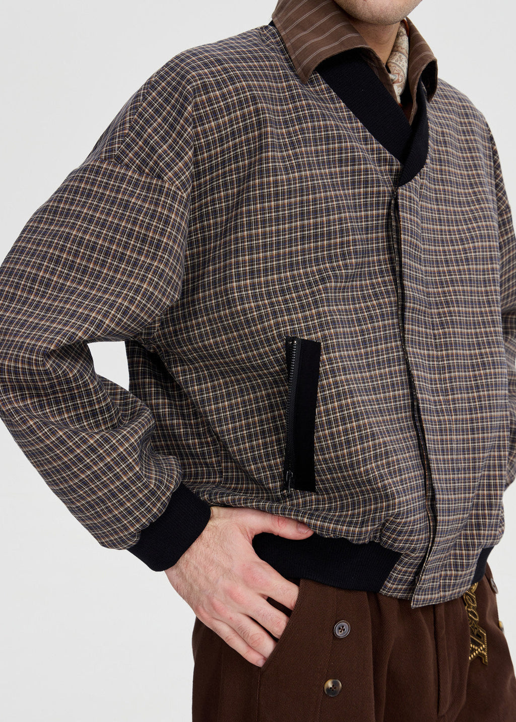 SCRIPT-X PLAID BOMBER JACKET