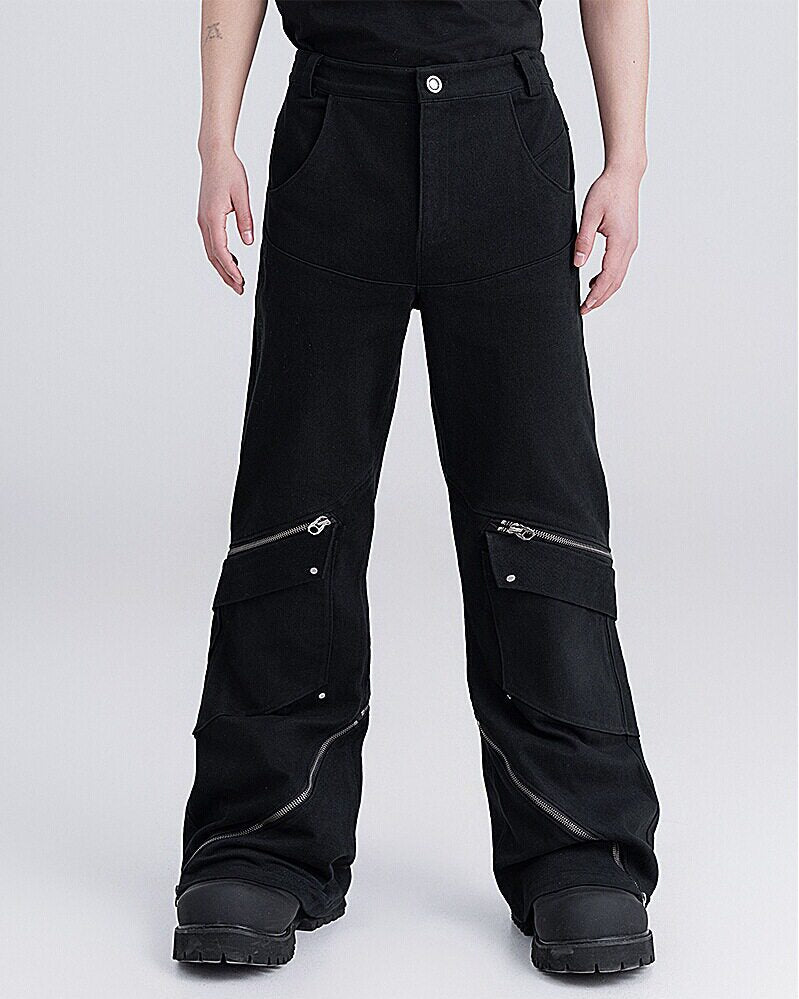 ZIP DARK FLARE PANTS