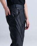 WAXED DARK FLARE PANTS