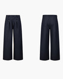 DENIM PLEATED STRAIGHT JEANS