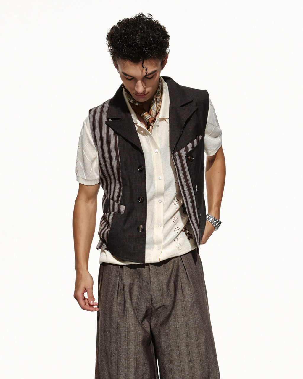 SCRIPT-X STRIPED SUIT VEST