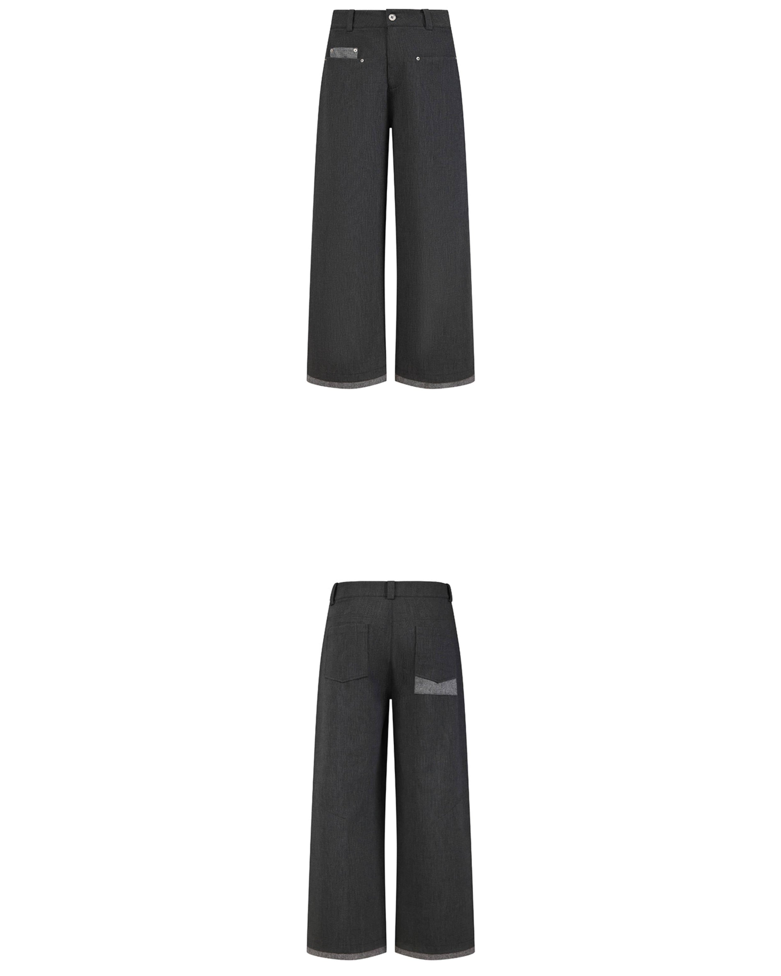 WOOL SPLICED WIDE TROUSERS
