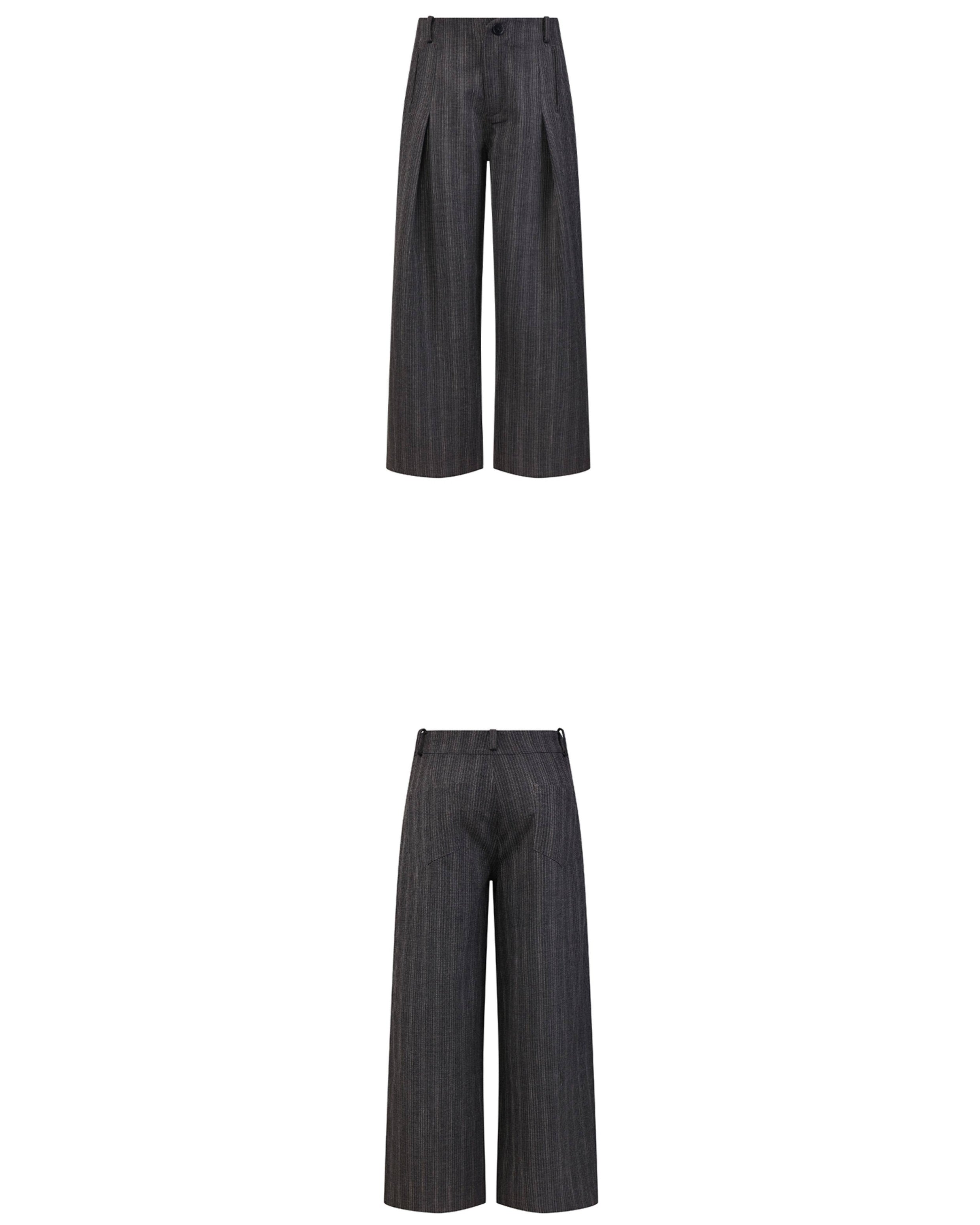 PLEATED WRINKLE STRIPE TROUSERS