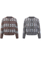 SCRIPT-X ARGYLE ZIP WOOL CARDIGAN