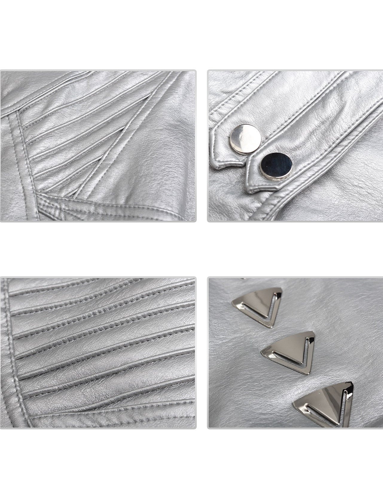 SILVER TRIANGLE STUDDED BIKER JACKET