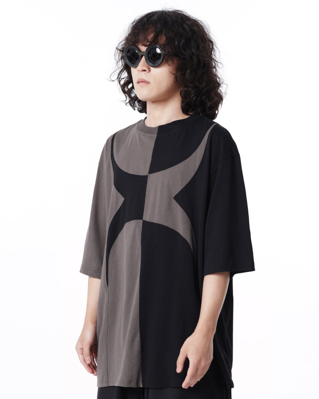 COLOR BLOCK SPLICED SHORT SLEEVE TEE