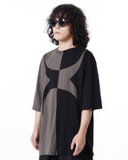 COLOR BLOCK SPLICED SHORT SLEEVE TEE