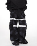 DISTRESSED REFLECTIVE CARGO JEANS