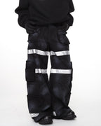 DISTRESSED REFLECTIVE CARGO JEANS