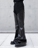 SPLIT LEATHER FLARE PANTS